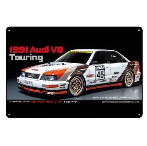 Y1,Metal Poster Vintage Rc Car Tin Sign Plaque Tamiya V8 Touring tt02-aluminum