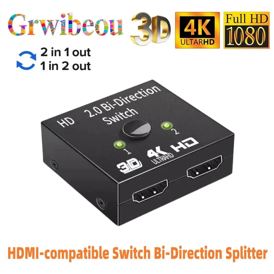 HDMI-compatible Switch Bi-Direction 2.0 Splitter 1x2/2x1 Adapter 1 in 2 out / 2 in 1 out  Converter for PS4/3 TV Box 4K Switcher