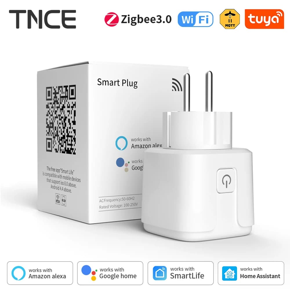 TNCE Tuya Smart Plug WiFi/Zigbee3.0 Socket 16A/20A Power Monitor Remote Control Smart Life APP Remote Control Voice Contr Alexa