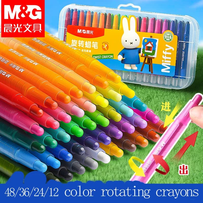 M&G Swivel Crayons for Kids No Mess Hands Paint Brushes 24/36/48 Colors Watercolor Pencils Set Art Supplies