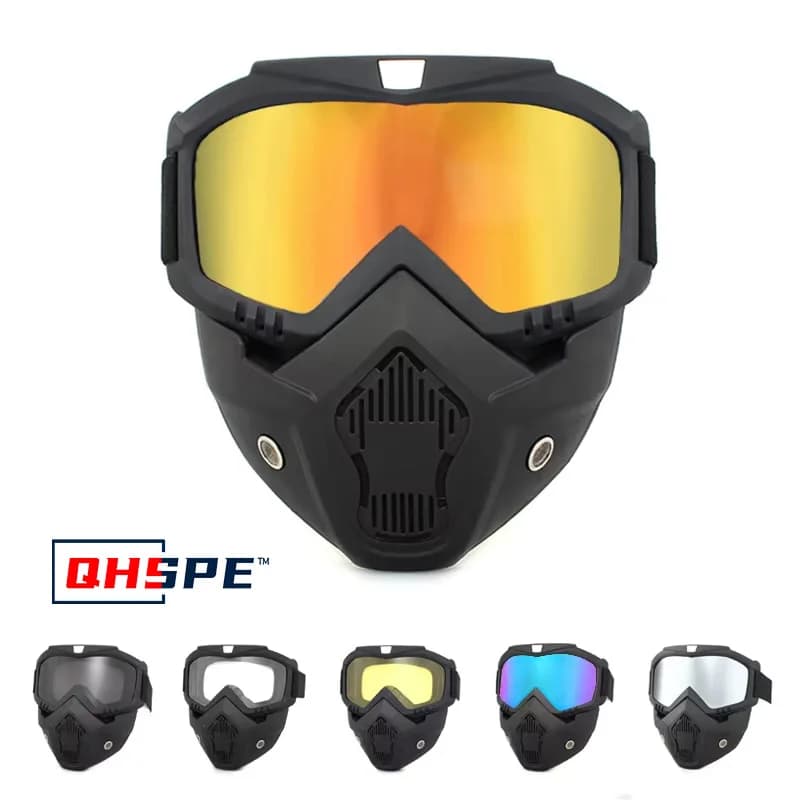 UV400 Protective Bicycle Motorcycle Helmet Mech Mask Motocross Sunglasses Windproof Riding Cycling Ski Goggles with Mouthpiece