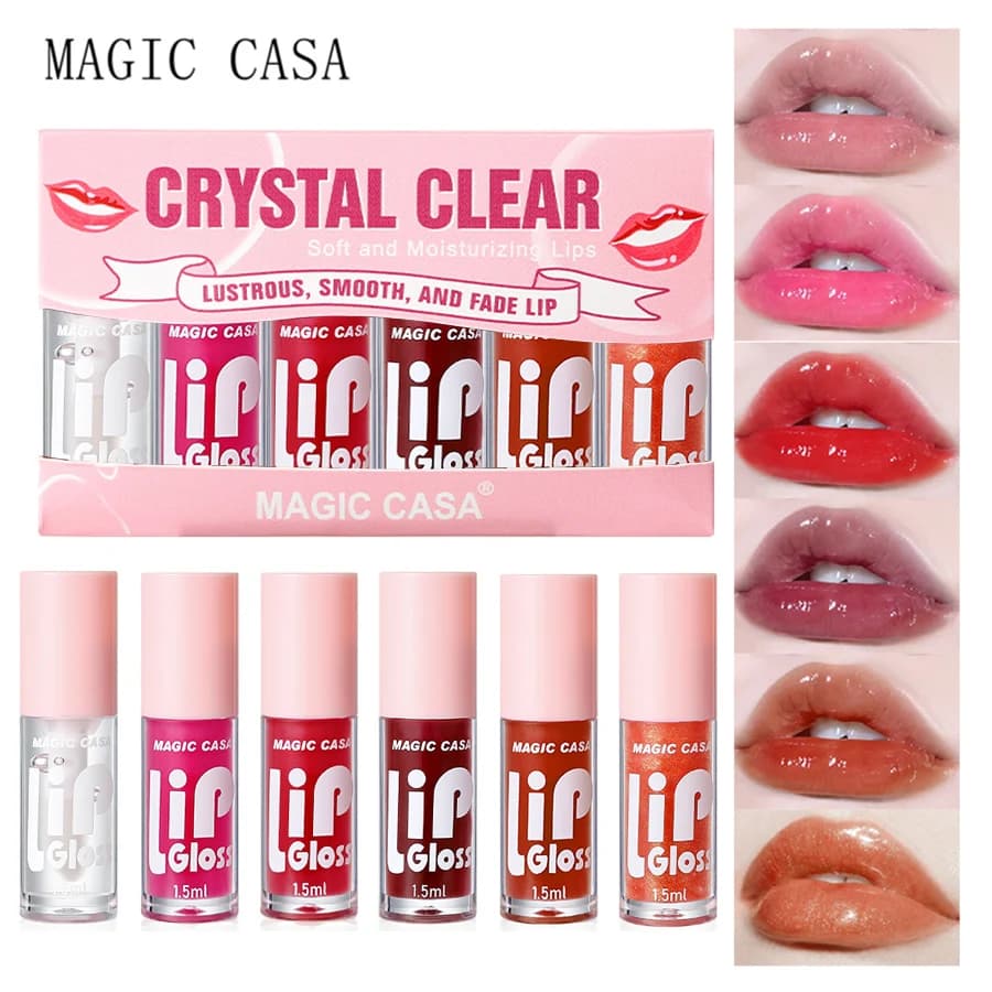6pcs/set Small bottle Hydrating Jelly Lip Oil long-lasting Moisturizing  smooth shimmering Lip Hydrating Liquid