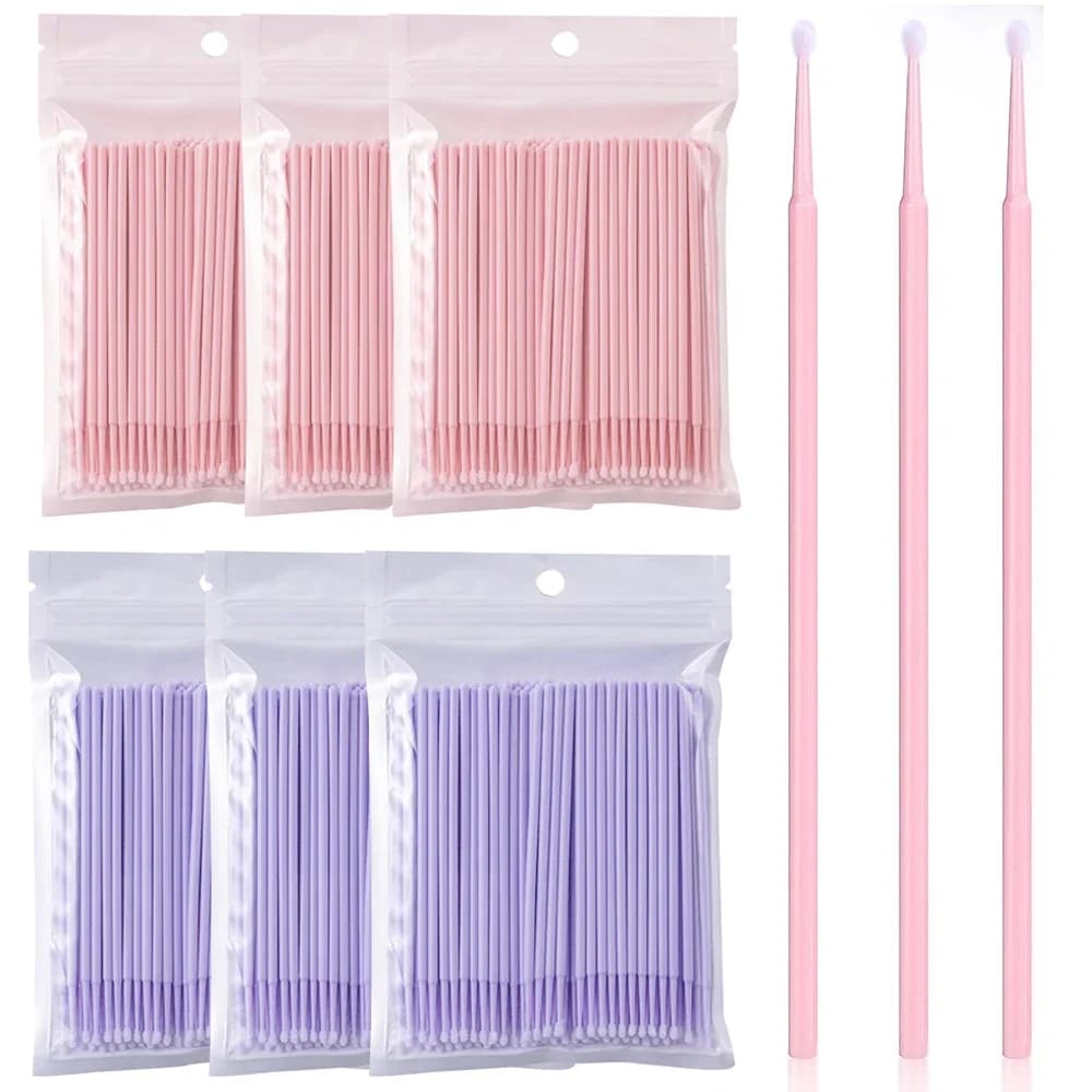 100Pcs Disposable Micro Cotton Swabs Lash Extension Cleaning Brush Household Salon Makeup Supply
