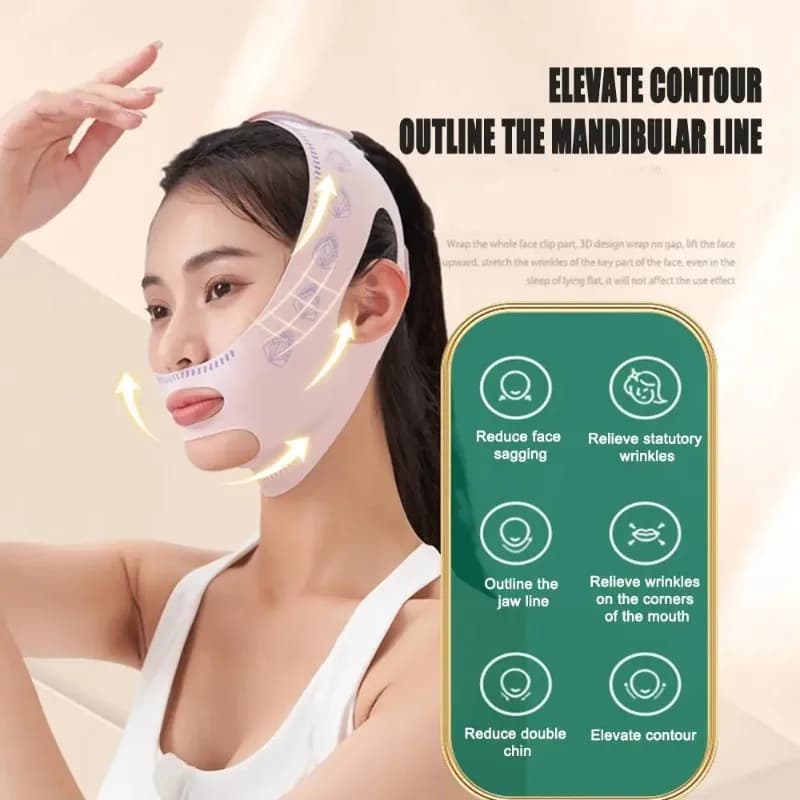 Reusable Adjustable Elastic Facial Wrap Breathable Face Care Band Household Beauty Accessory For Night Sleep Use