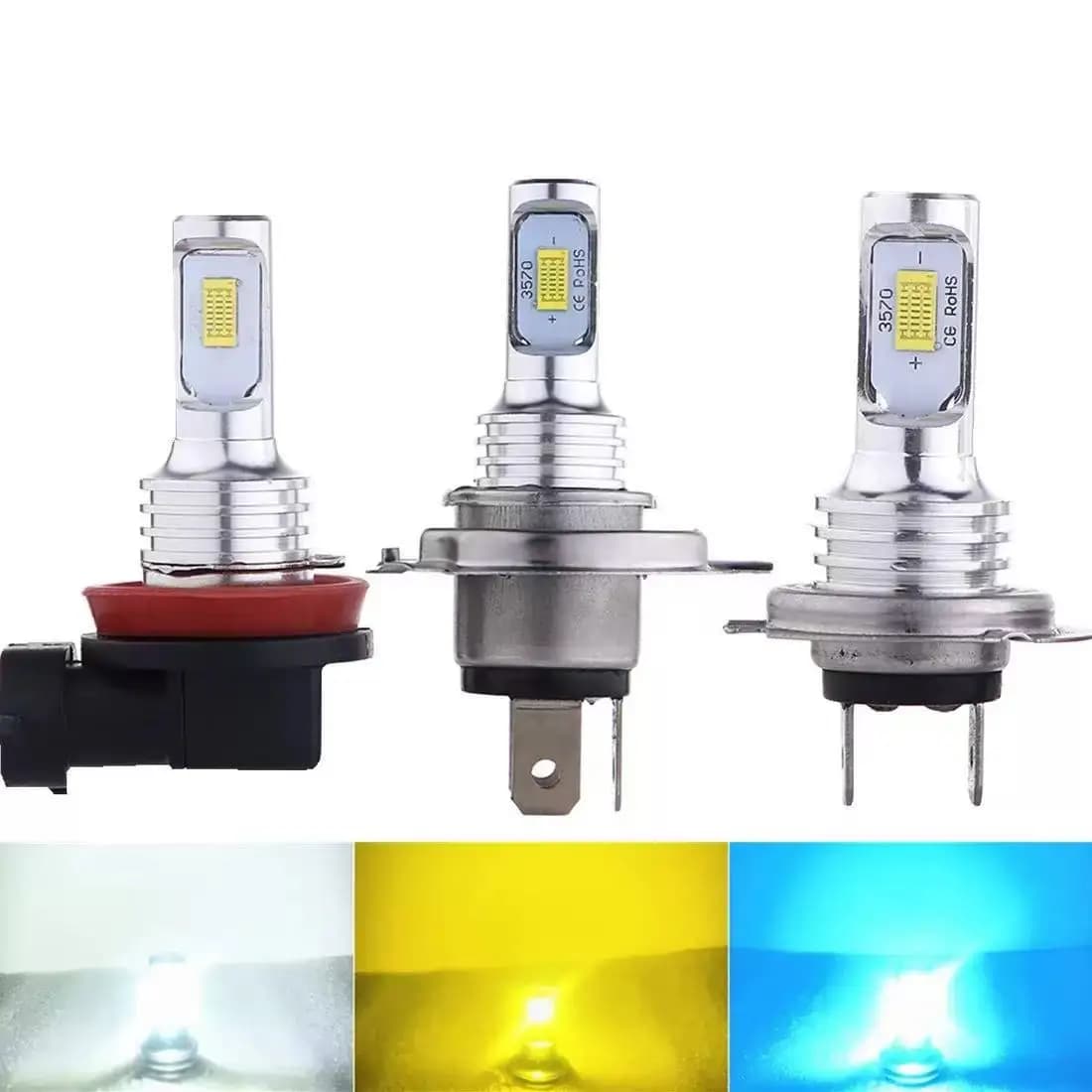 2PCS H4 H7 H11 LED Fog & Headlight Bulbs, 20000LM 6000K 12V, Compatible with H8 H9 H1 H3 9005 HB3 9006 HB4 for Driving Lamps