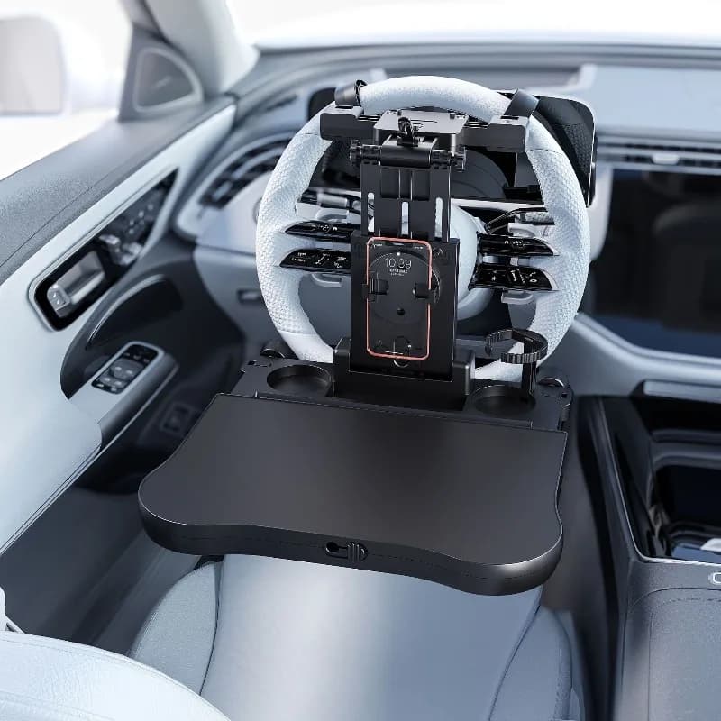 Portable Folding Car Steering Wheel Mounted Small Desk Rear Seat Laptop Stand Holder In Car Mobile Dining Table Office Desk