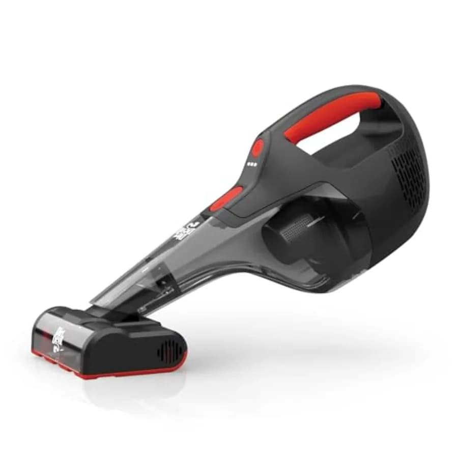 Cordless handheld vacuum cleaner for car cleaning, ABS plastic body, black color, 16V motor with deep clean suction power and e