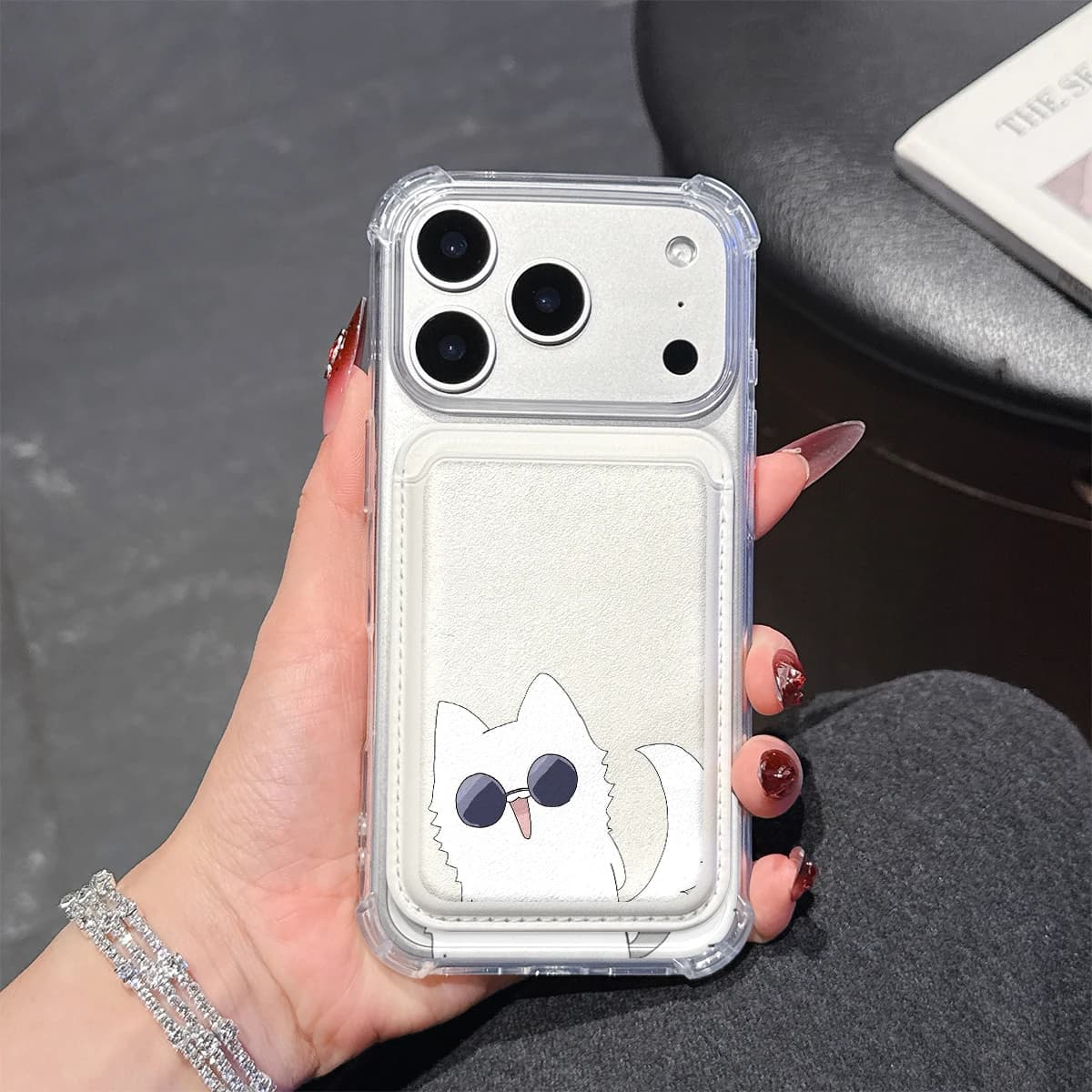 Cool Cat with Sunglasses Phone Case For iPhone 17 16 15 14 13 Pro Max Plus Wallet Pocket Transparent Soft TPU for Magnetic Phone