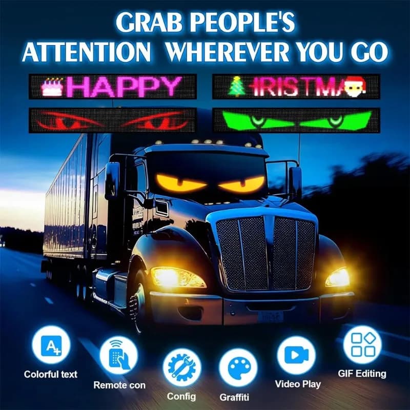 LED Matrix Pixel Panel LED Sign Car Devil's Eye Application Night Lighting DIY Programmable Flexible LED Display for Car Trucks