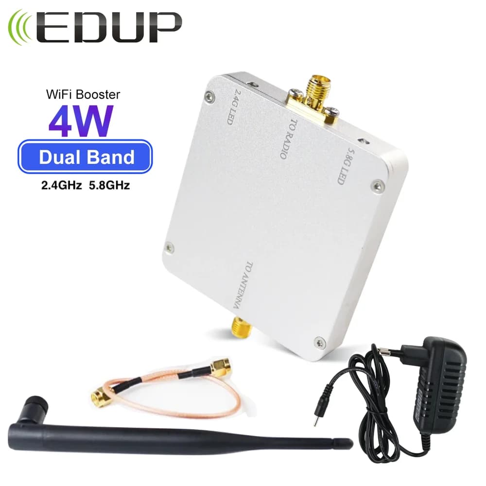 EDUP AB015 4W WiFi Signal Booster 5.8GHz2.4GHz WiFi Repeater Wireless Router WiFi Signal Booster Long Range WiFi Router Extender