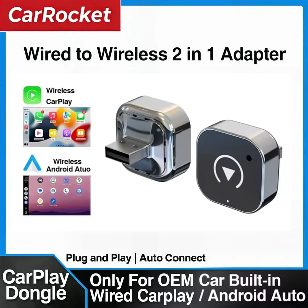 2in1 Wireless CarPlay Android Auto Adapter Plug & Play Dongle AI Smart Box For iPhone Android Fast Connect WiFi Bluetooth ，Audi