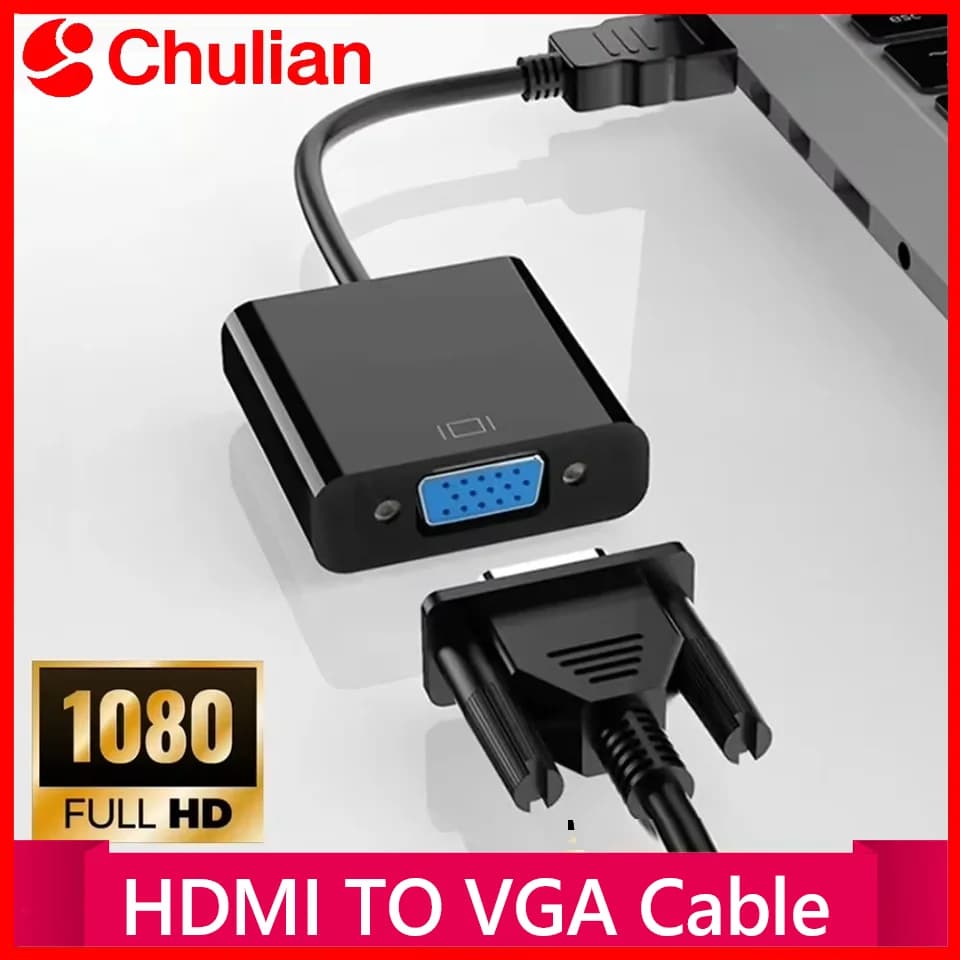 HD 1080P HDMI To VGA Cable Converter With Audio Power Supply HDMI Male To VGA Female Converter Adapter for Tablet Laptop PC TV