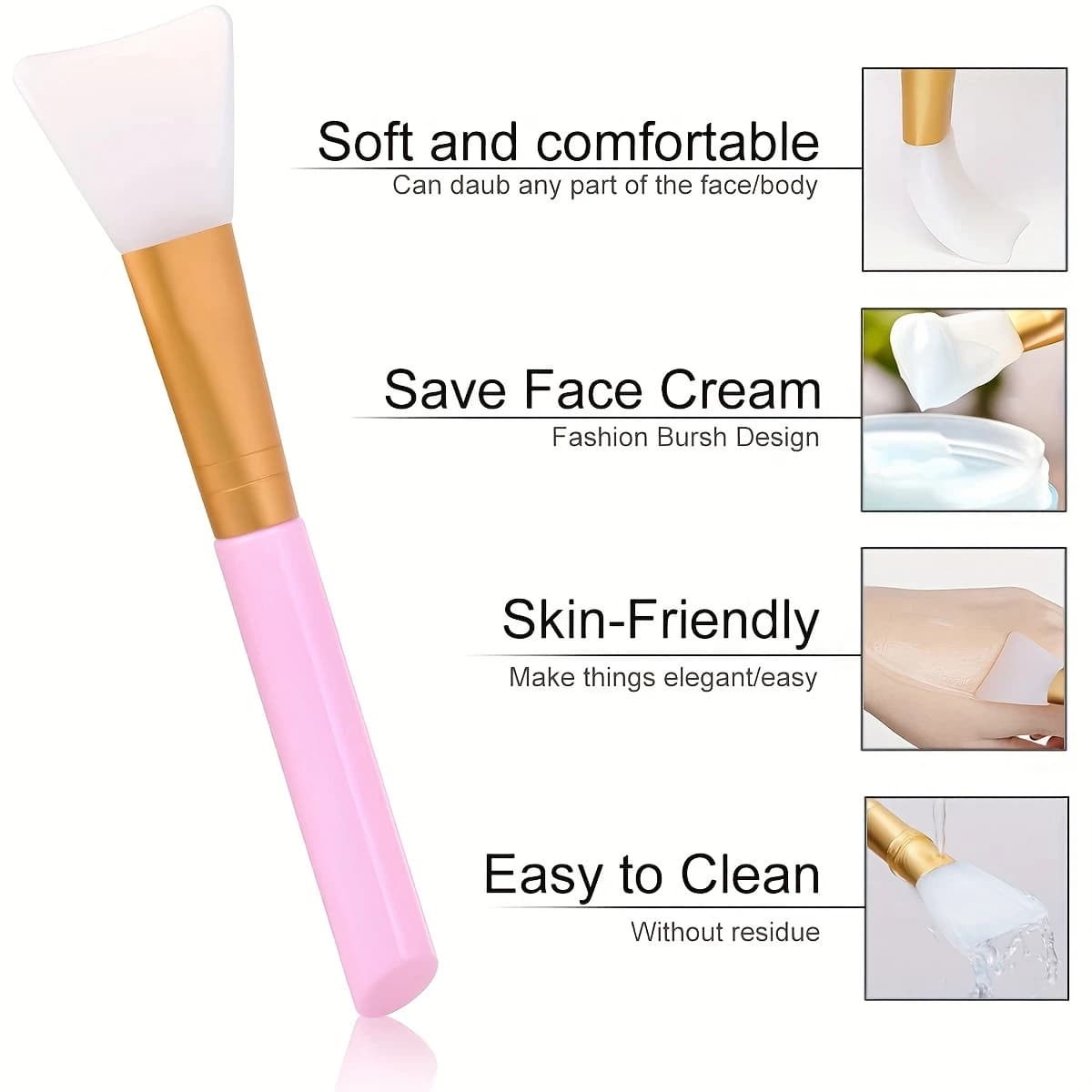 [Soft Silicone Mask Brushes] 5 Pink Silicone Face Mask Brushes | Soft Bristle Makeup & Mixing Applicators, Beauty Mask Brushes