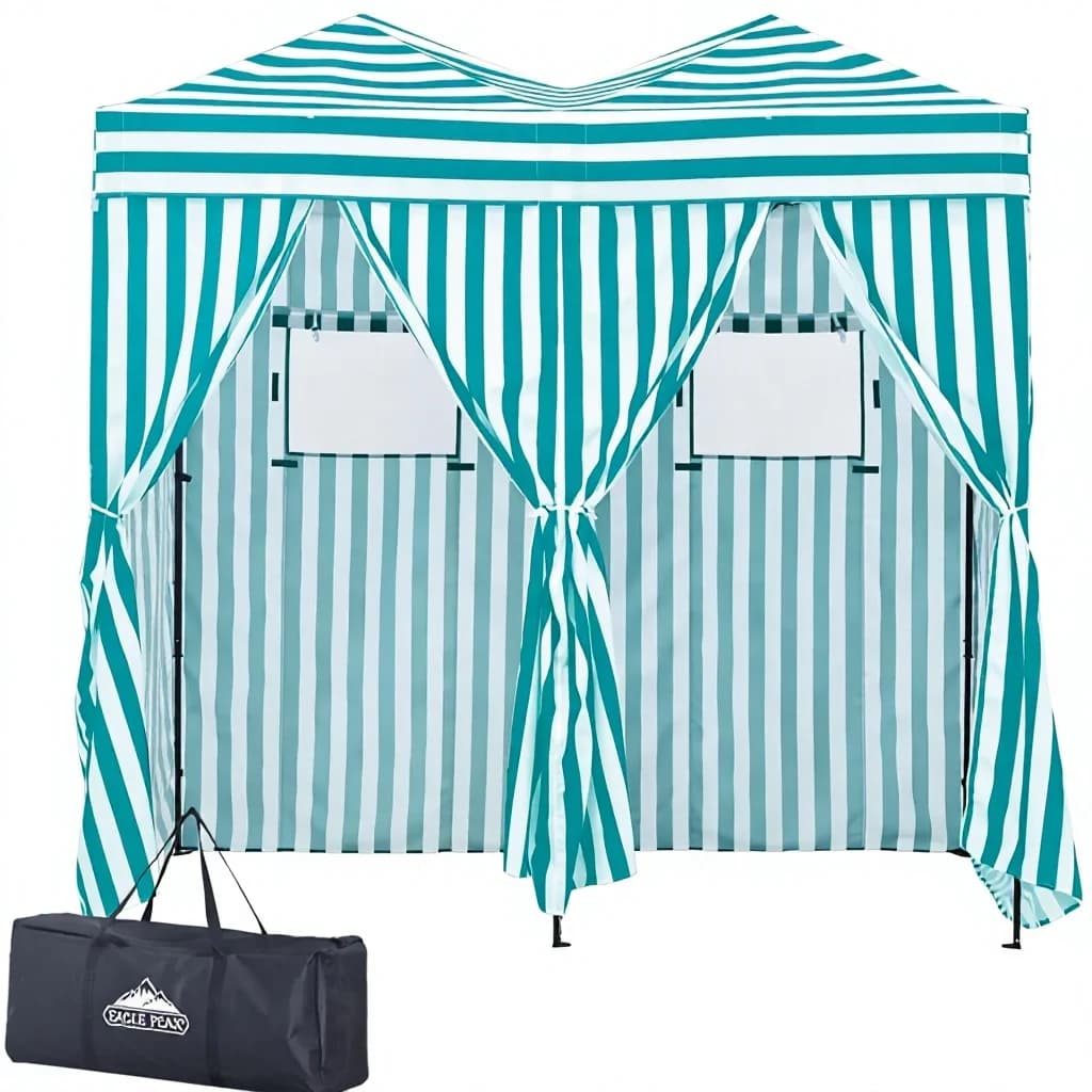 Outdoor Portable 2-Room Pop Changing Room Sun Shelter Dressing Tent Alloy Steel Water Resistant for Beach Camping