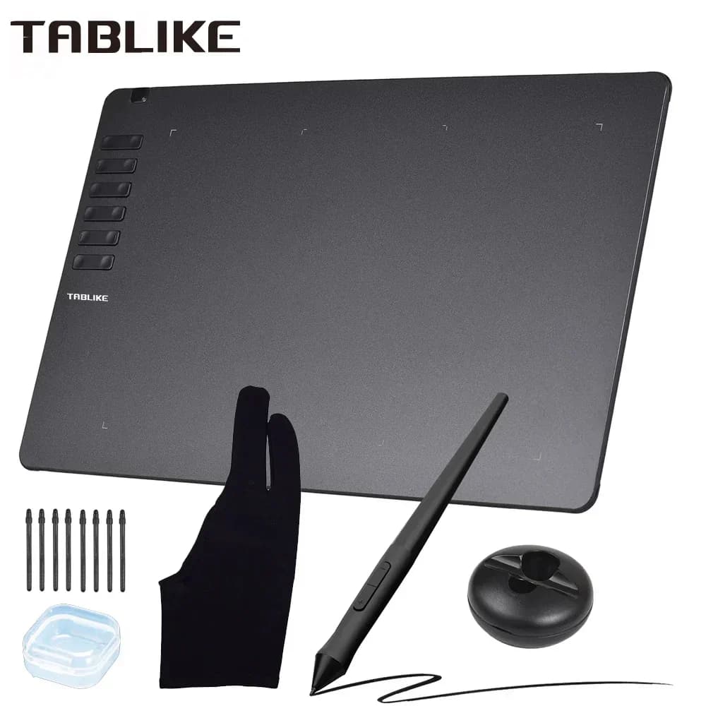 TABLIKE Graphics Tablet for Drawing, Ultra-thin Art Sketch Digital Pad with Battery-free Stylus 8 Pen Nibs 8192 Levels Pressure