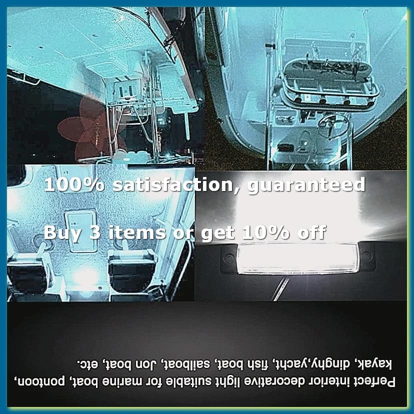 6Pcs LED Marine Boat Lights Marine Courtesy Light Strip Deck Transom Cockpit Navigation Lighting Waterproof 12V,White-A56M