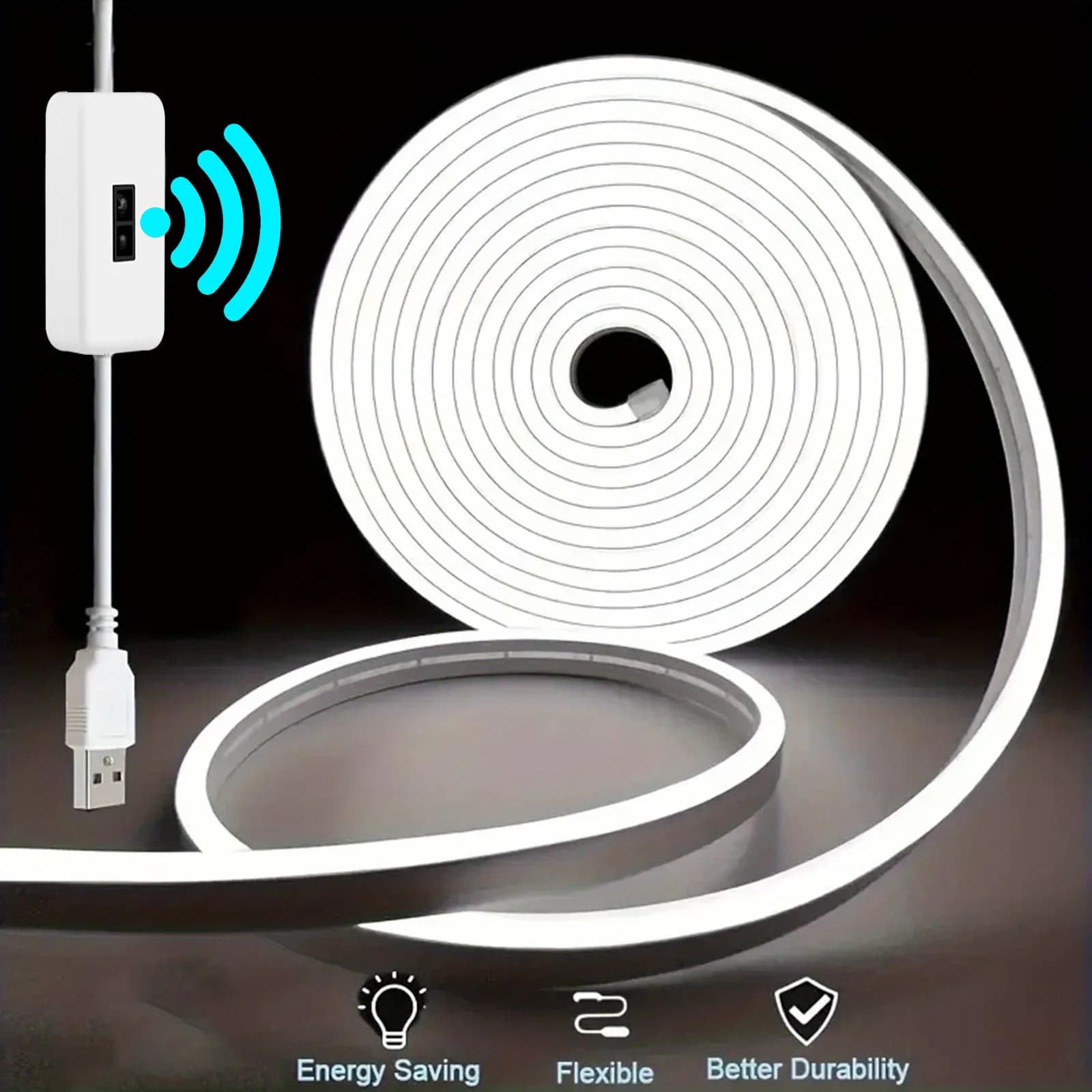 Motion Sensor Neon LED Light Strip USB Dimmable Switch Neon Sign Flexible Silicone Rope Tupe Waterproof For Home Outdoor Decor