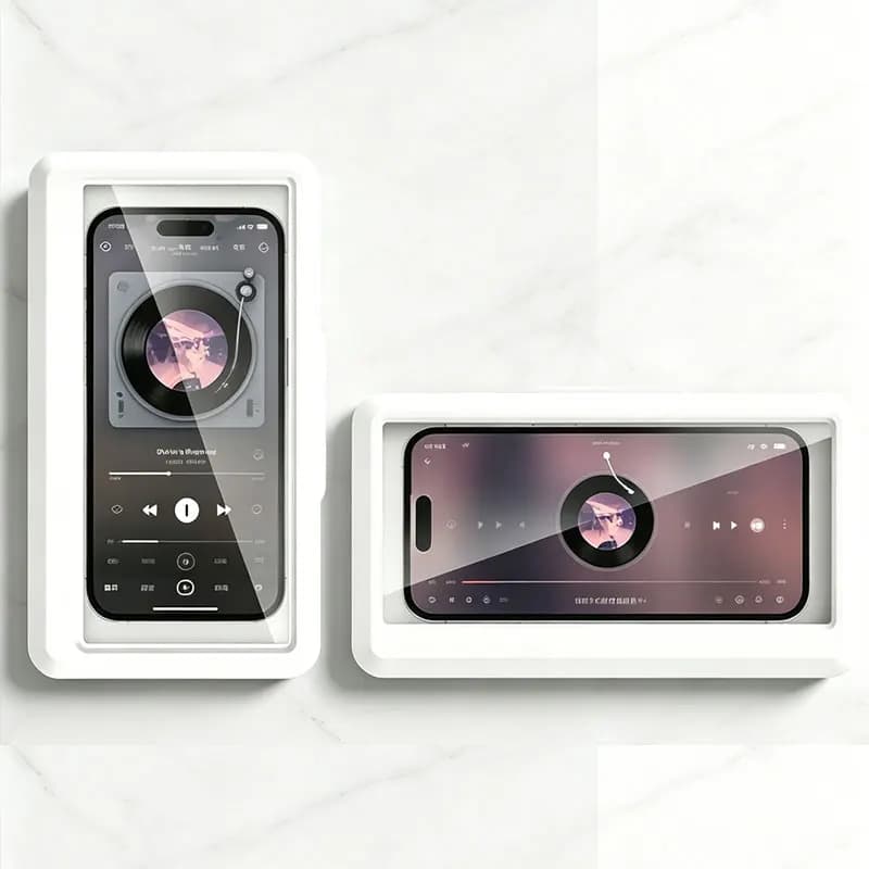 360° Rotation Touchable Cellphone Box Phone Holder Stand for iPhone Samsung Xiaomi Bracket Self Adhesive for Smooth Surfaces