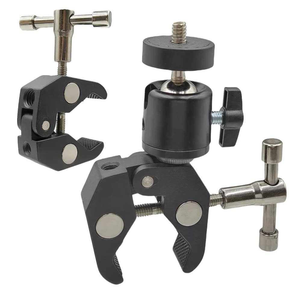 Mteal Super Clamp with 360° Mini Ball Head Quick Release Clamp Bracket Tripod Mount 1/4 Screw Clip for DSLR Action Camera