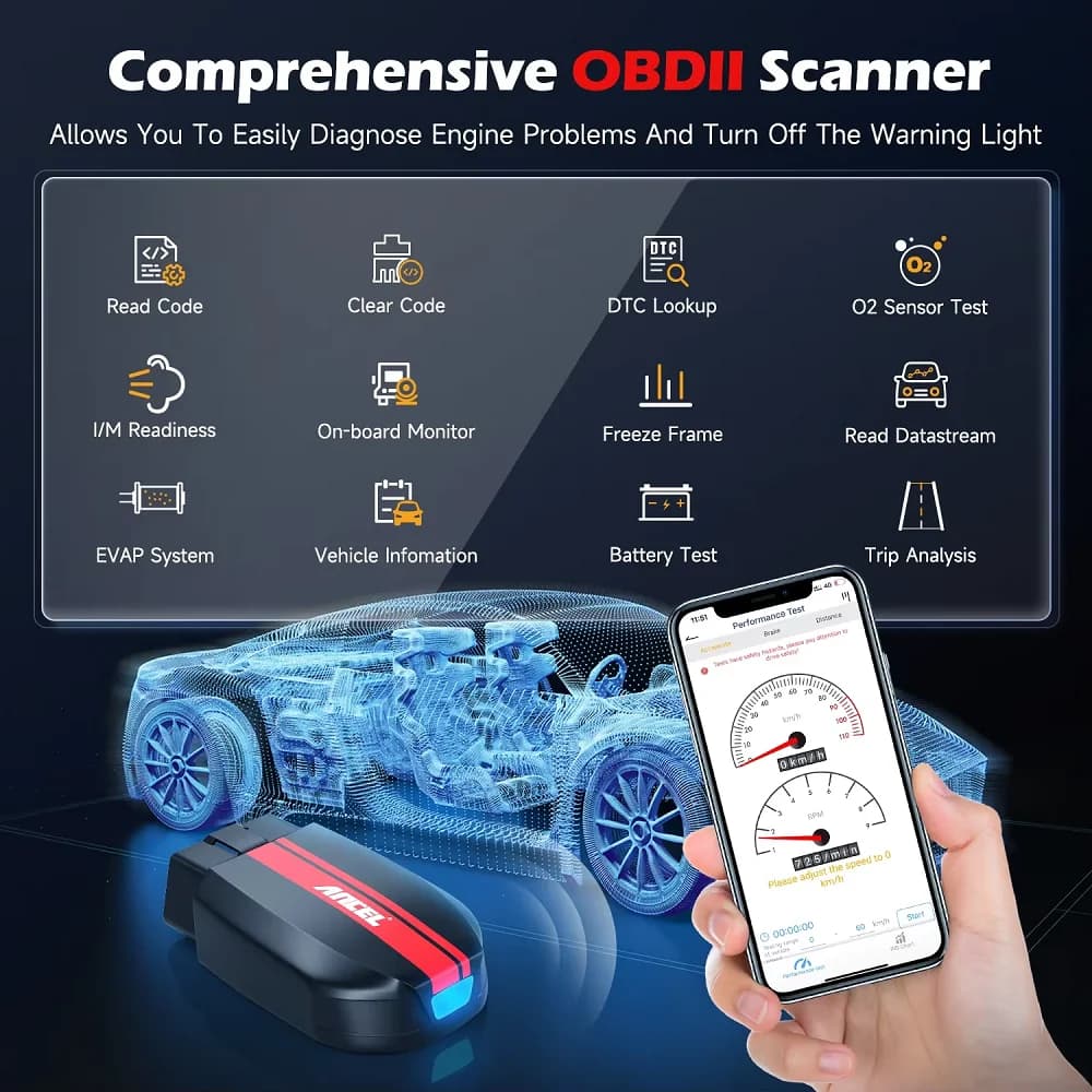 BD200 For OBD2 Scanner Bluetooth 5.0 Code Reader Engine Fault Battery Test Car Diagnostic Tools for Android IOS iPad