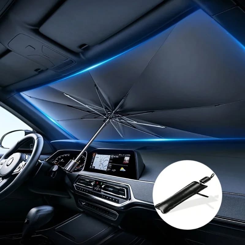 Car Windshield Sun Shade Umbrella – Foldable for Cars, SUVs, Trucks Front Window Sunshade with Heat Insulation & UV Protection