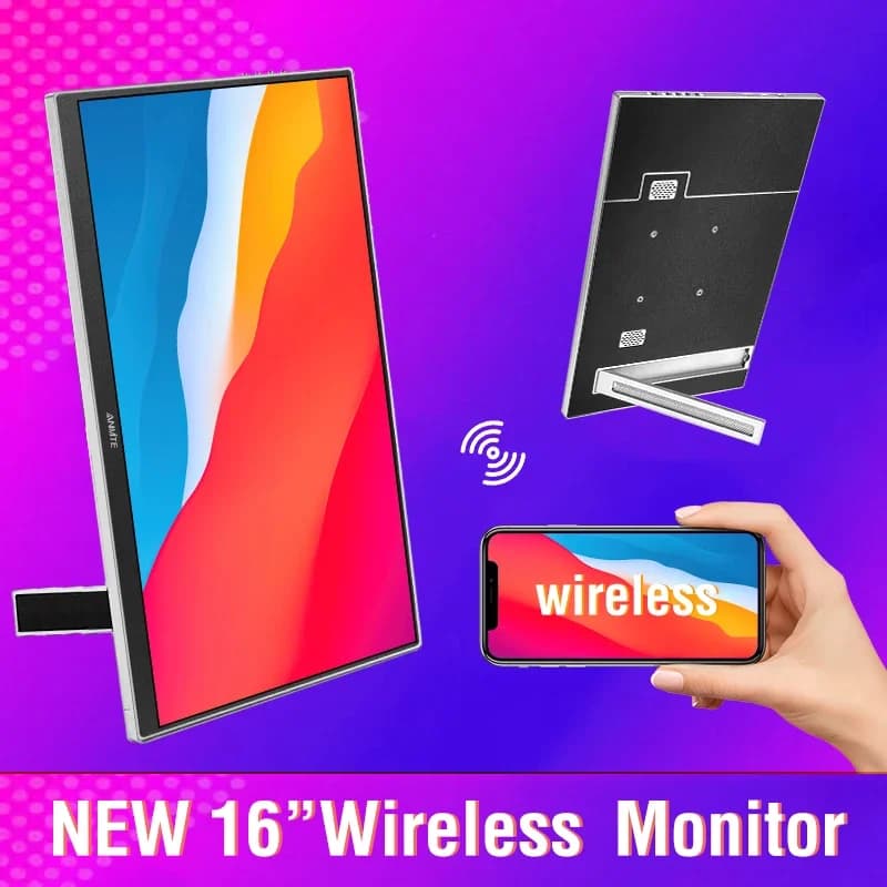 16-inch Wireless Portable Monitor, suitable for Wi-Fi projection on laptops, Mac computers, iphone, and Android phon