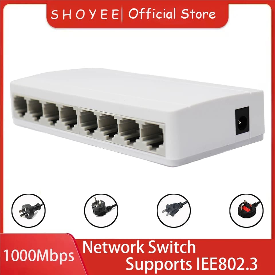 8 Port Gigabit Ethernet Switch10/100/1000Mbps Desktop Network Switch, Plug & Play, Auto MDI/MDIX, RJ45 LAN Hub for Home Office