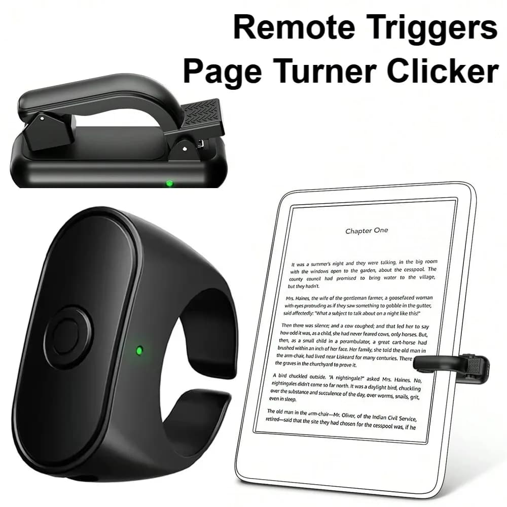 2in1 Page Turner Clicker Wireless Page Turner Remote Control E-Reader Phone Camera Record Trigger Remote for Kindle Paperwhite