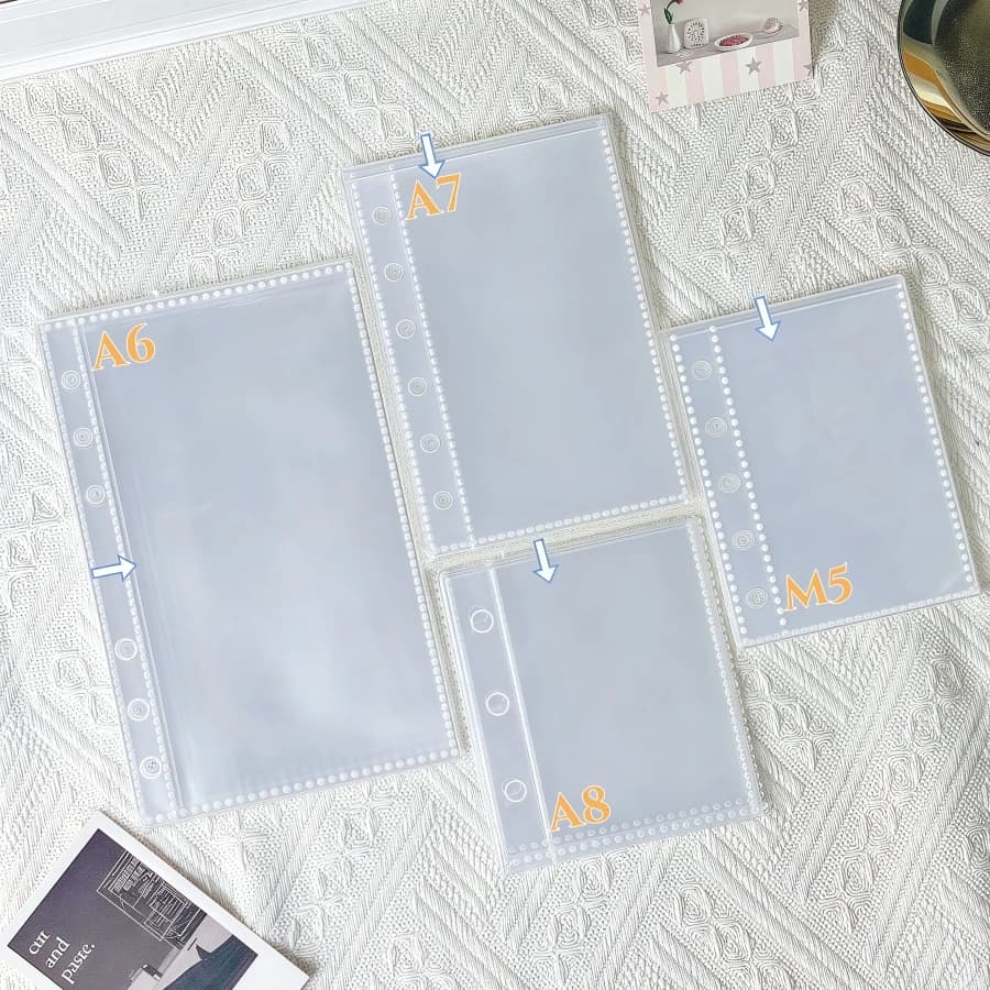 10/20/30/50P/Bag M5/A6/A7 Transparent Loose-Leaf Pages, Plastic Protective Covers, Portable Sticker Books, Loose-Leaf Binders, Album Refill Pages, High-Quality Pp Material, Acid-Free and Pvc-Free, Safe for Storage, High Transparency, Can Be Used to Store K-Pop Photo Cards, Photos, Documents, Banknotes, Change, Jewelry, and Various Small Items