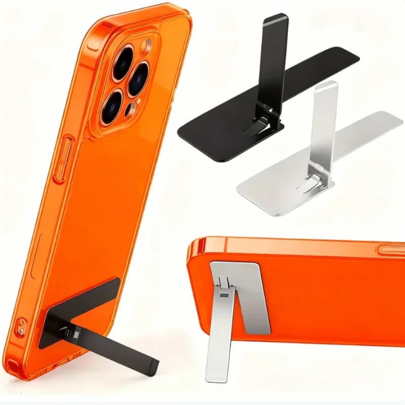 1/2pcs Ultra Thin Mini Phone Kickstand Universal Desktop Phone Holder Stand Metal Steel Folding Desk Bracket for iPhone/ Samsung