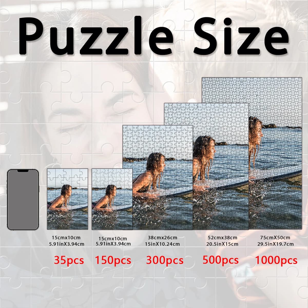 35/300/500pcs girl swim Customized Poster Mosaic Jigsaw puzzle Customizable Photo For Kids Toy Love Gift