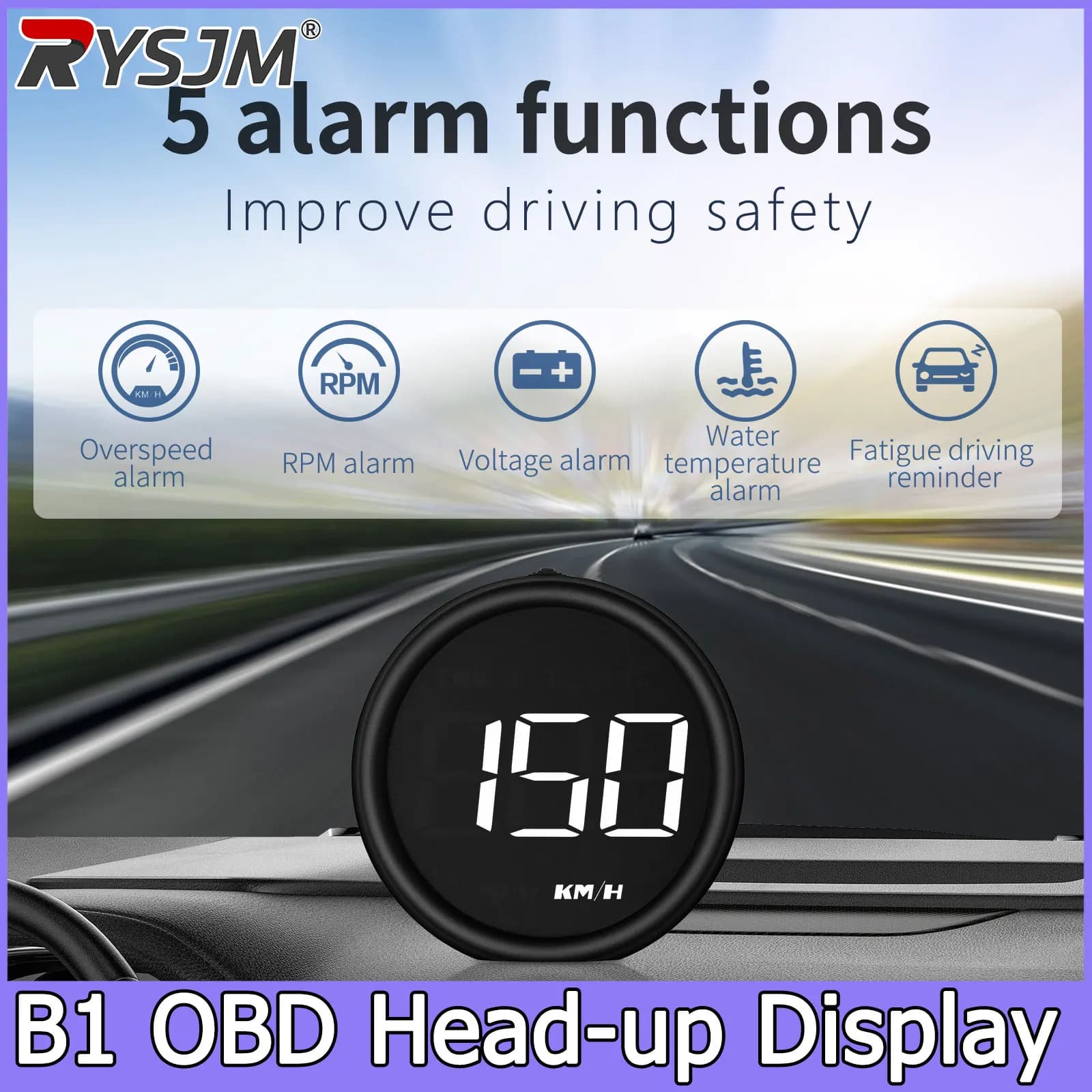 Auto Car Speedometer B1 Obd2 On-board Computer HUD OBD II Digital Head Up Display with Alarm KMH Electronics Accessories