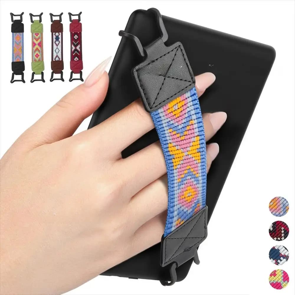 Anti-Slip PU Leather 6-8" eReader Secure Hand Strap Versatile High Elastic Tablet Finger Grip Holder