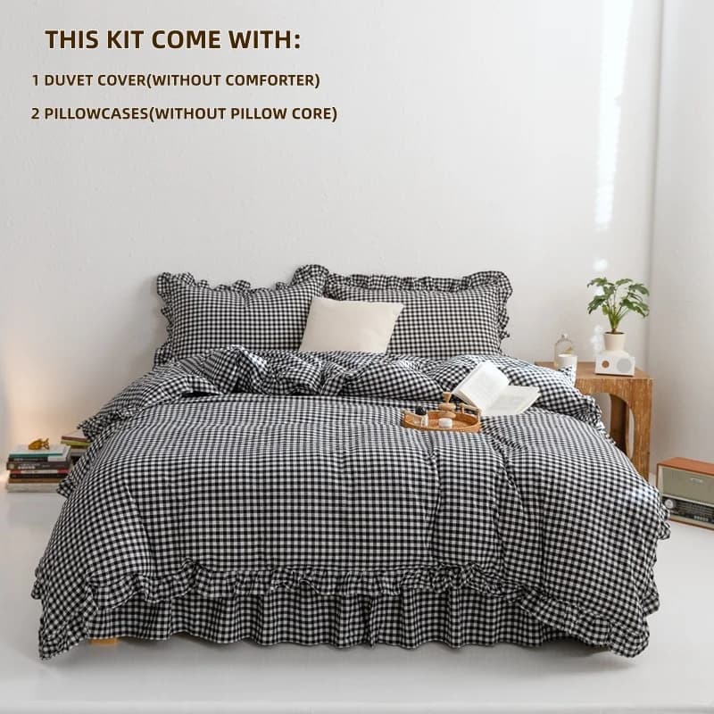 3 Piece Sheet Set  black plaid duvet cover Set ， comfortable Bedding Set Bedspread for All Season