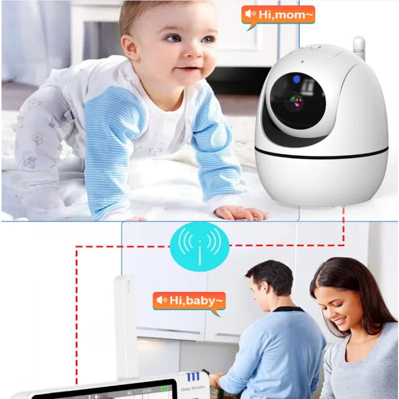 Wireless Infant Watcher 5'' Display Baby Monitor Rotatable Pan-Tilt Camera Night Vision Two-Way Talk VOX Wake Function USB Charg