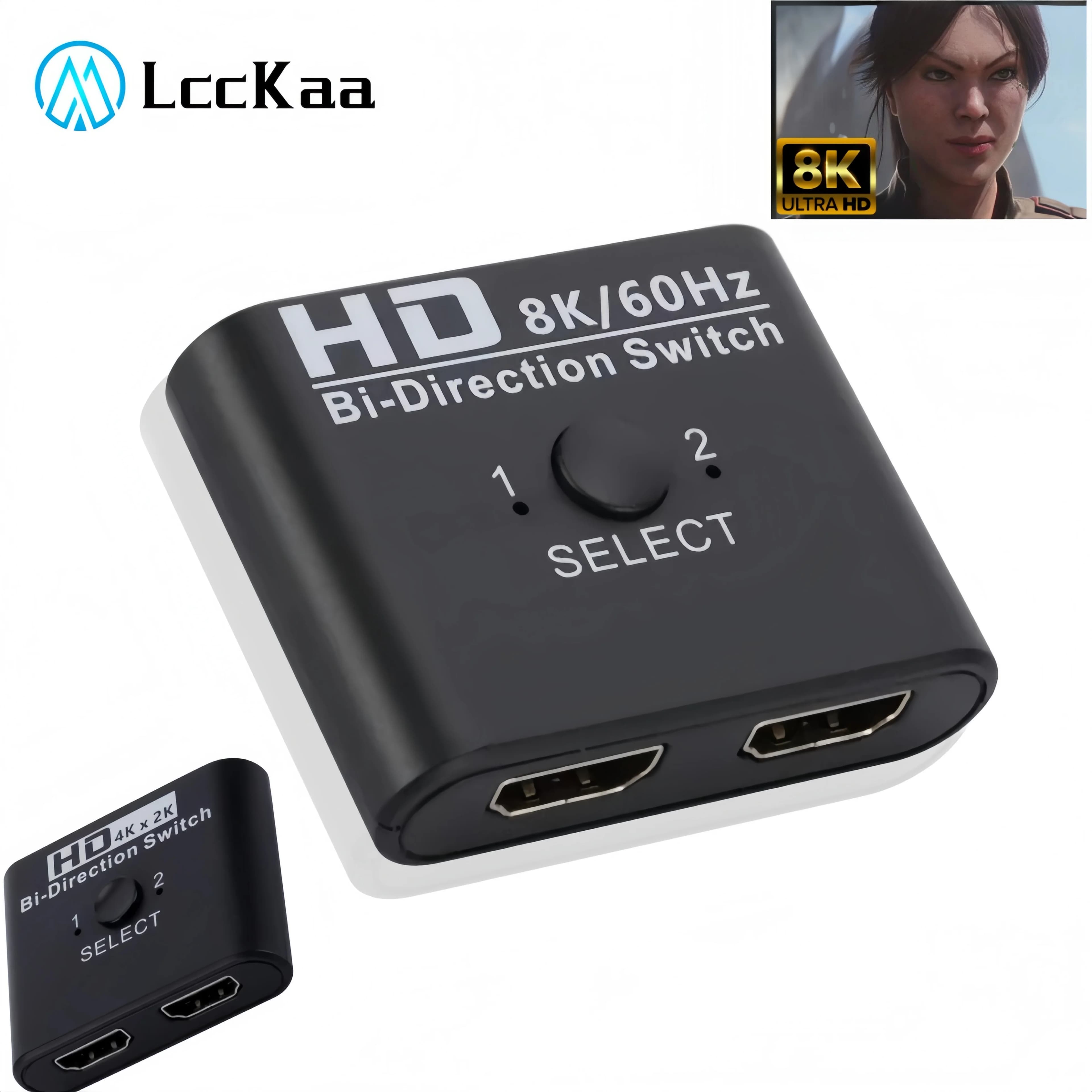 8K 60Hz HDMI Switch 4K 120Hz Bi-Direction 2 Ports HDMI Splitter Switch for Laptop PC Xbox PS3/4 TV Box to Monitor TV Projector