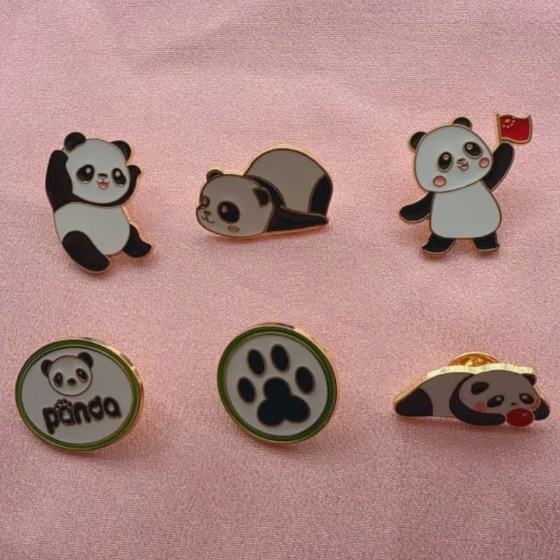 6pcs Cartoon China Panda Badge Autumn/Winter Clothing Accessories Brooch Men's and Women's Backpack Decoration Gift