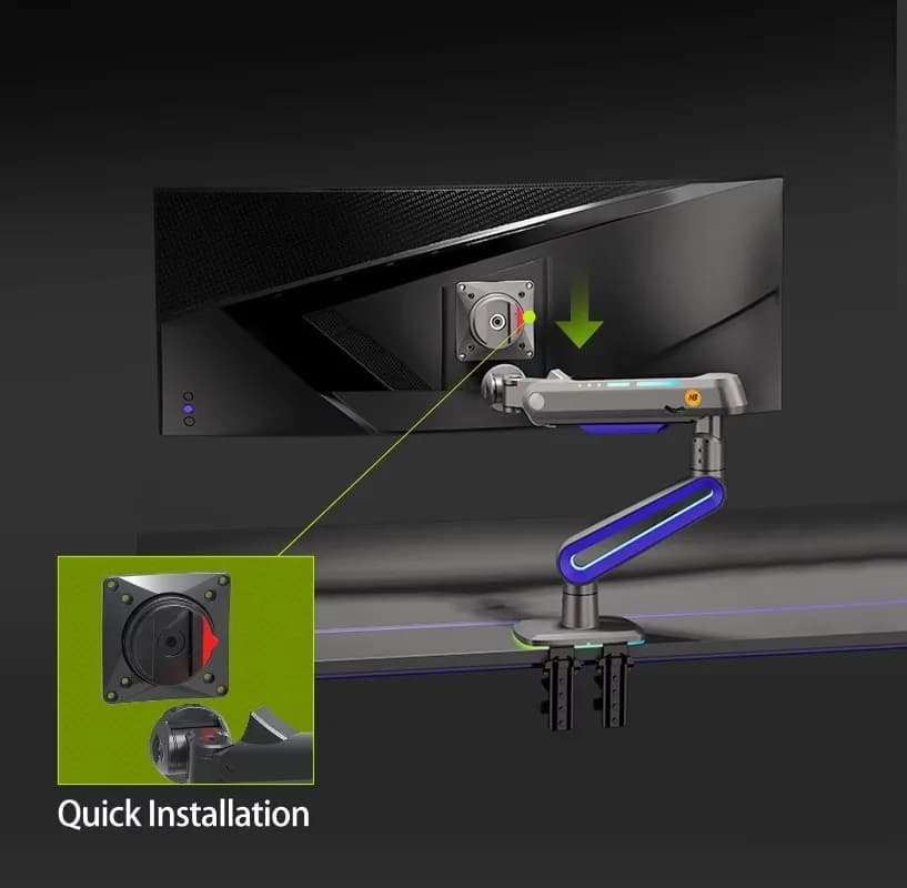 ERGONOMIC Gaming Monitor Arm for Flat/Ultrawide/Curved Monitors 32 to 60 Inch Heavy Duty Monitor Stand VESA Monitor Mount G70