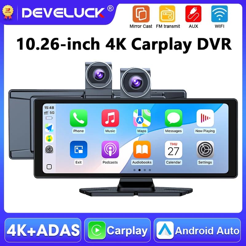 10.26 inch ADAS Dash cam 4K Front Camera Wireless Carplay Android Auto Car Intelligent Screen Dashboard Video Recorder Car DVR