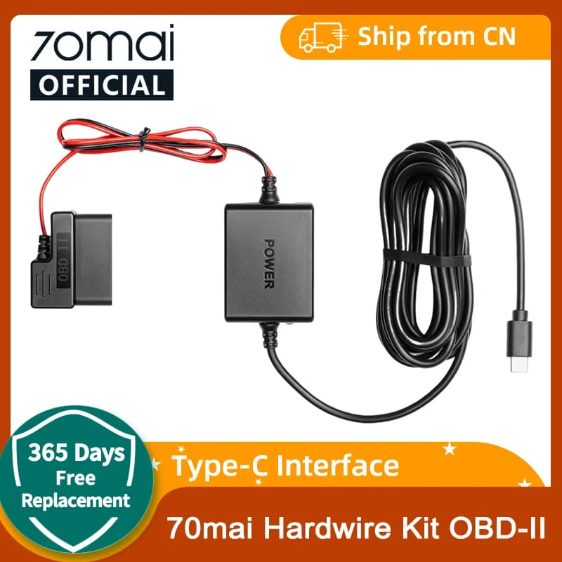 70mai Adjustable Hardwire Kit OBD II Type-C Interface Plug & Play 70mai OBD Kit 24H Parking Surveillance for 70mai Dash Cams
