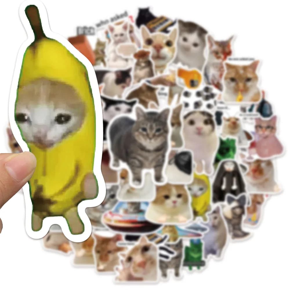 50/100PCS Creative Network Popular Cat Meme Collection Hand Account DIY Graffiti Stickers Water Cup Skateboard Stickers
