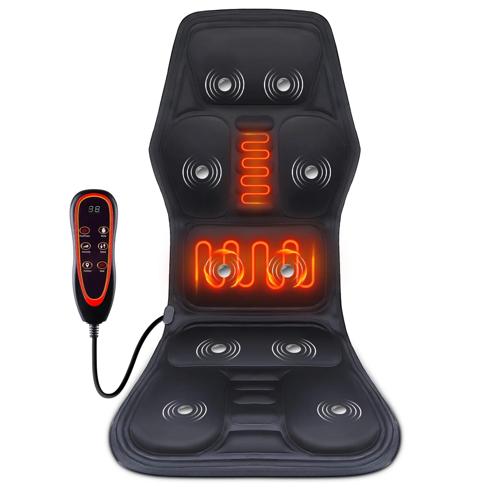 Electric Heating Back Waist Massager Shoulder Back Vibration Massage Mat for Chair Sofa Car Office Home Back Massage Hot Pad