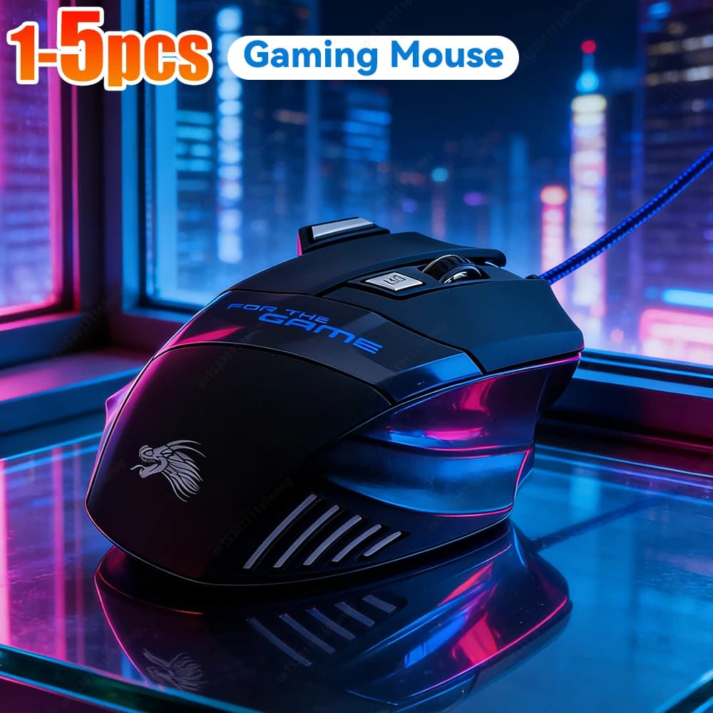 Wired Optical Computer Gaming Mice PC Gamer Mouse 7-Color Backlit DPI Adjustable Laptop Desktop Professional Computer Mouse