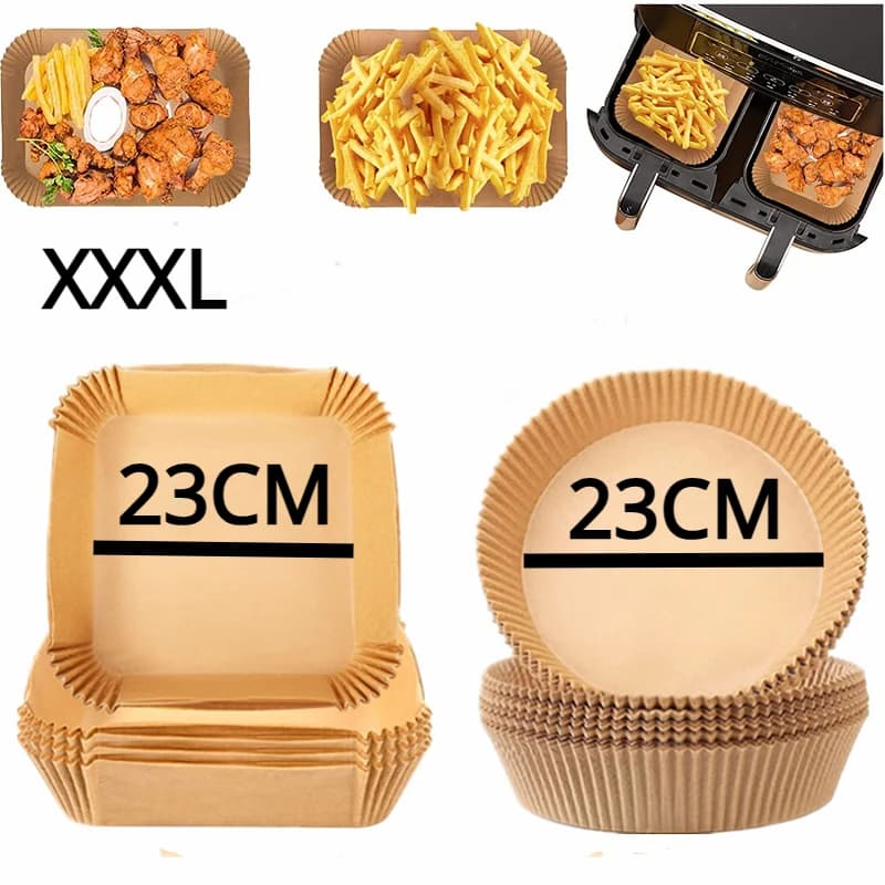 16-23CM Air Fryer Disposable Baking Paper Liner Non-Stick Mat Steamer Square Round Parchment for Microwave Oven Kitchen Cookers