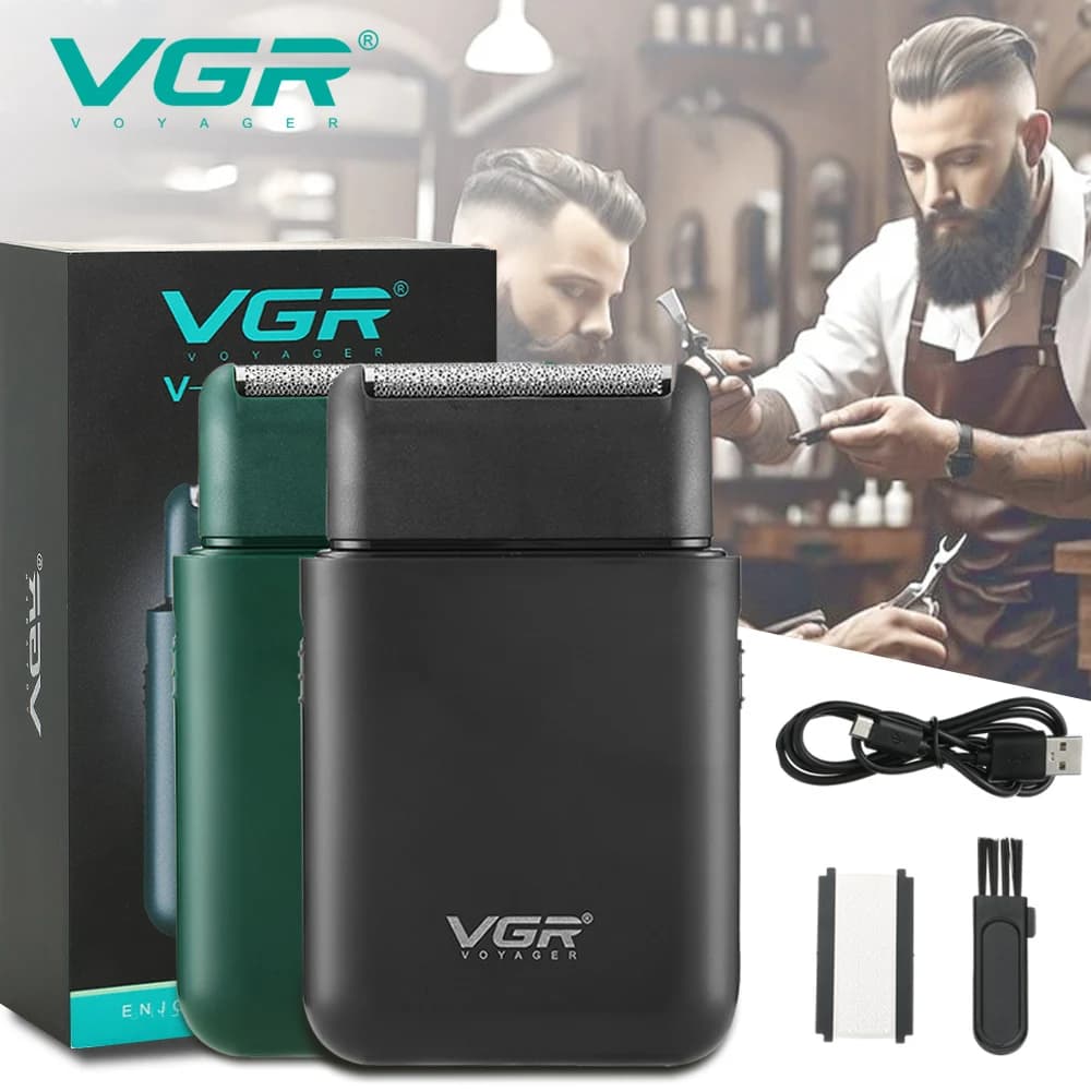 VGR V-390 Mini Single Blade Cordless Beard Trimmer Razor Rechargeable Foil Electric Face Body Shaver for Men Convenient Razor