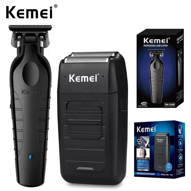 Kemei Professional Electric Hair Clippers USB Rechargeable Barber Trimmer Men's Electric Shaver Clippers KM-2299 KM-1102 Kit