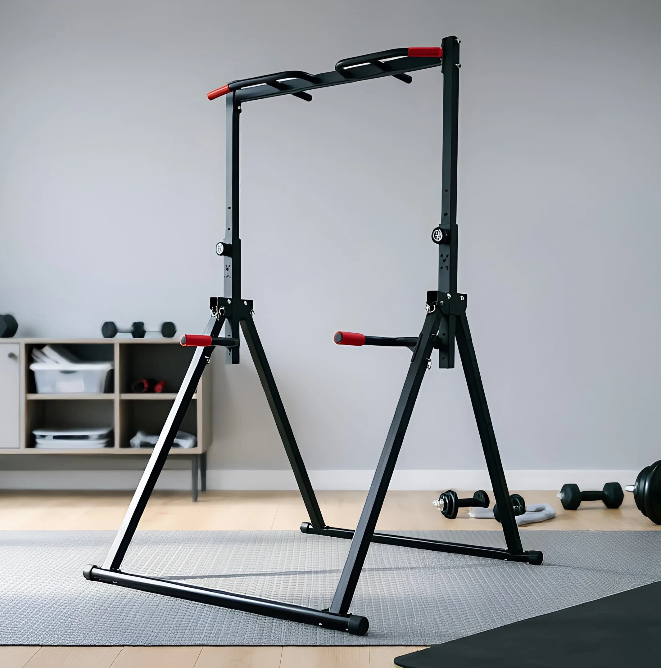 Adjustable Pull Up Bar, 200kg Load Foldable Home Gym Multi-Function Training Station with Parallel Bars for Strength Training