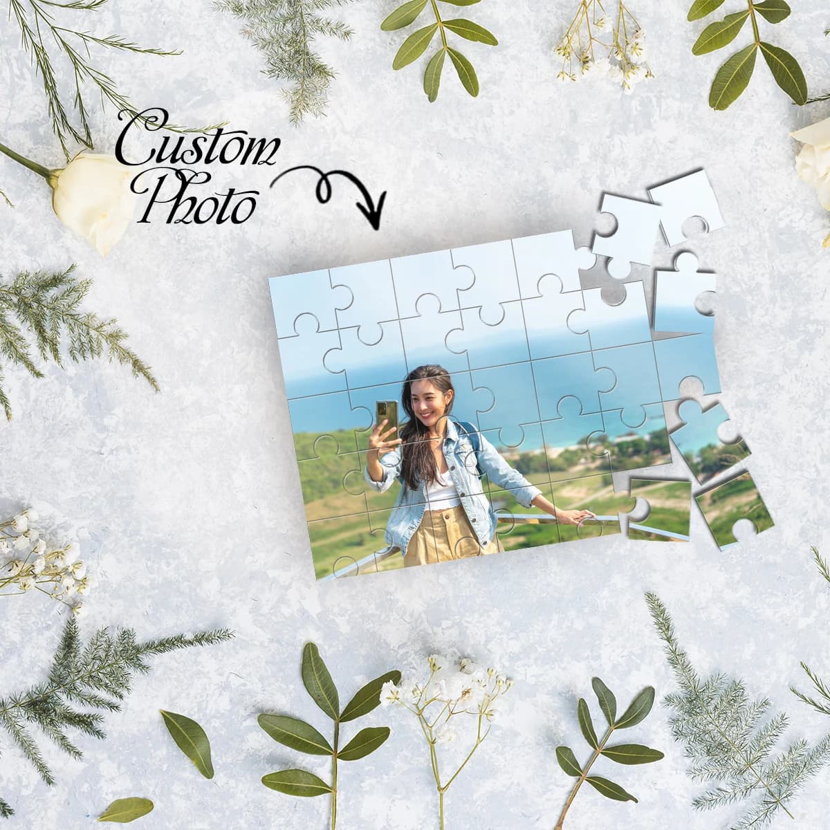 35/150/300/500/1000pcs Outdoor selfies Customized Photo Jigsaw puzzle Personalised Decompression Puzzles Girlfriend Gift