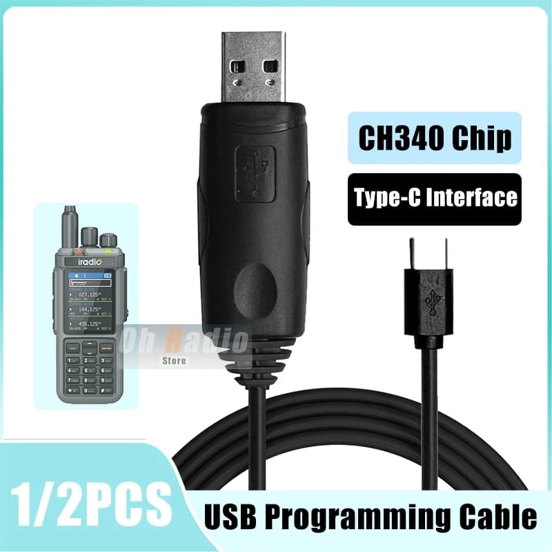USB Programming Cable Type-C Interface CH340 Chip Support Win11 For Iradio UV-98 Plus UV-99 R5000 R6000 R80 RT-880 Two Way Radio