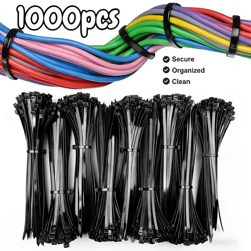 100Pcs Nylon Cable Ties Adjustable Self-locking Ties Straps Uv Resistant Plastic Wire Ties for Home Office Cord Management